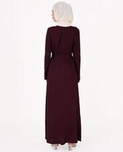Ripe Plum Belted Rayon Abaya