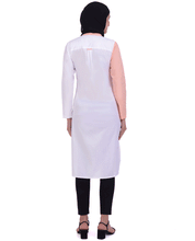 White & Pink Colour Block Shirt Dress