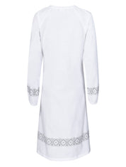 White Motif Print Midi