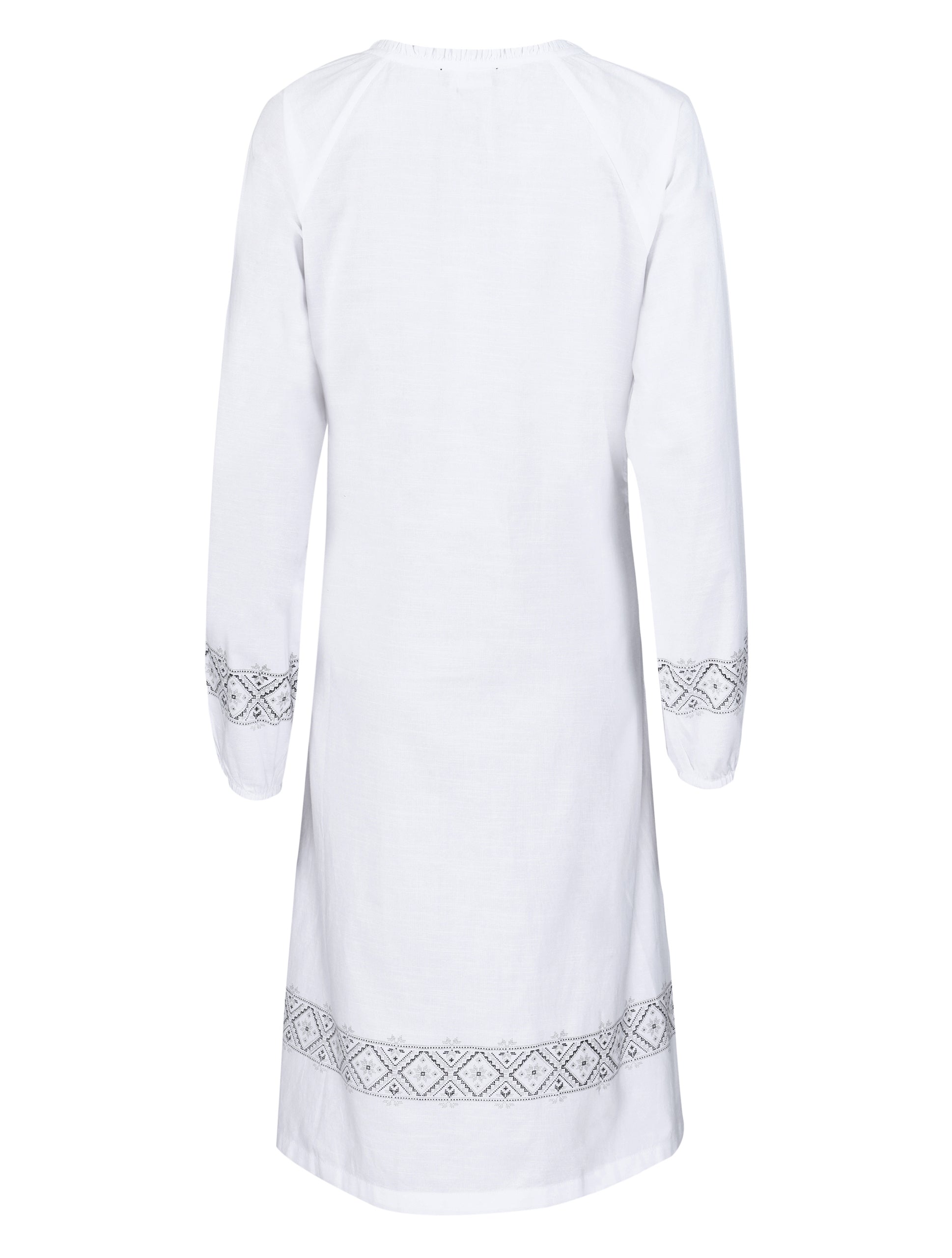 White Motif Print Midi