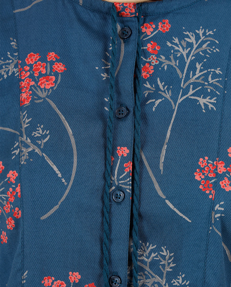 Floral Printed High Low Gathered Top