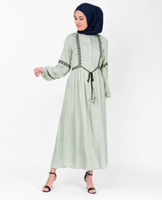 Embroidered Sea Fog Drawstring Midi Dress
