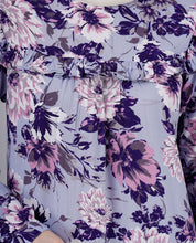 Puffed Shoulder Floral print abaya - Lavender
