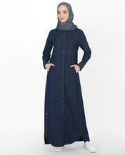Blue & Maroon Full Front Open Jilbab