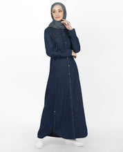 Blue & Maroon Full Front Open Jilbab