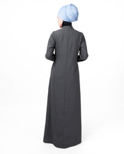 Steel Grey Full Front Open Abaya