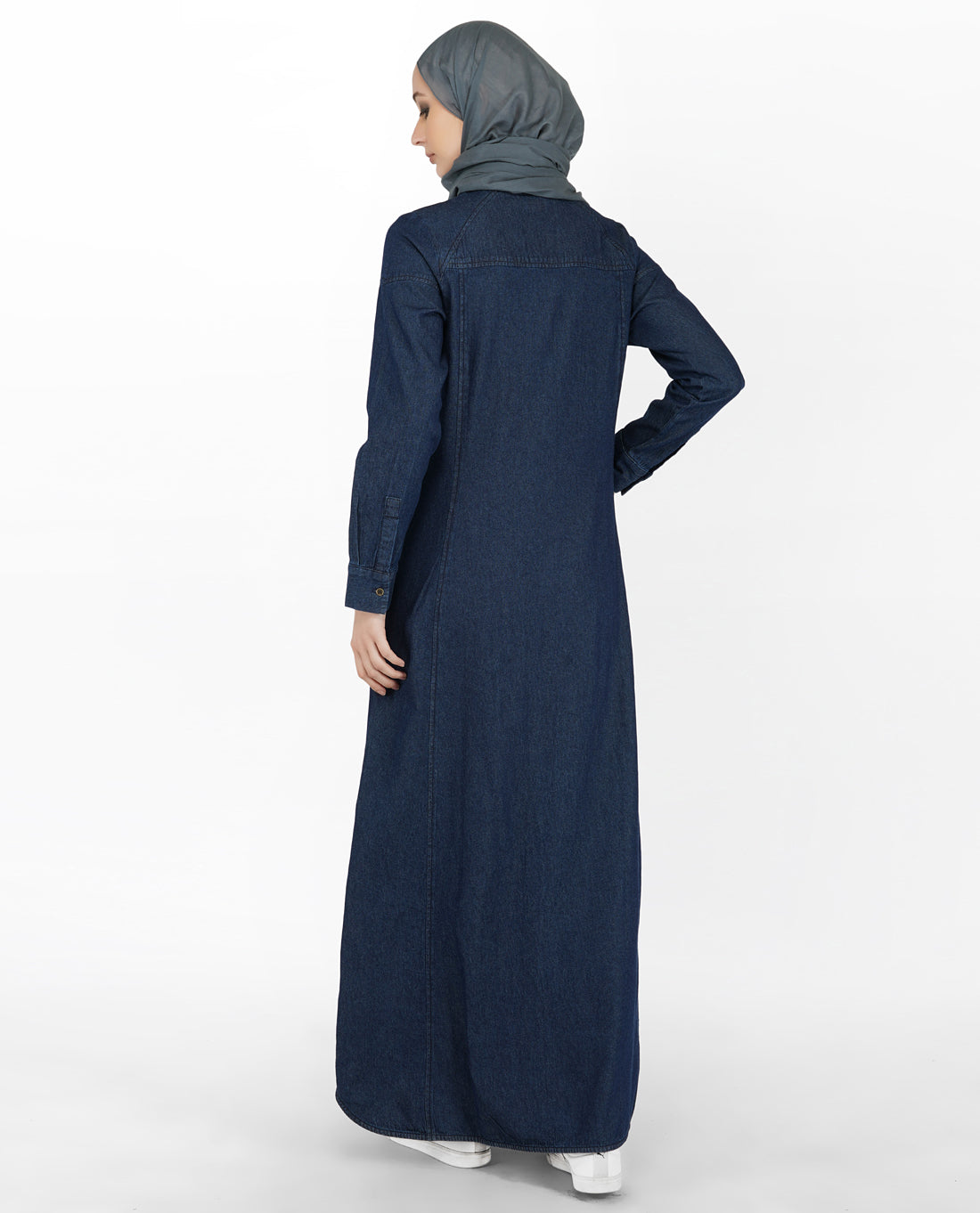 Blue & Maroon Full Front Open Jilbab