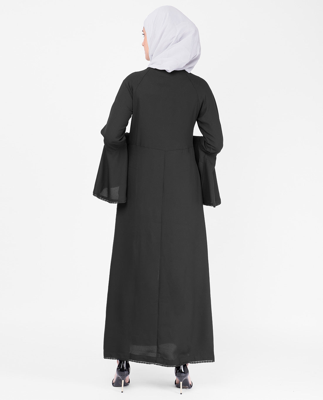 Bell Sleeve Black Lace Abaya