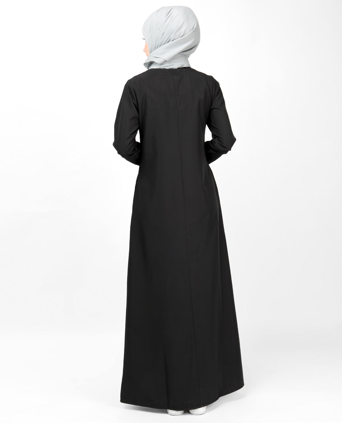 Black Contrast Trim High Low Jilbab