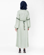 Embroidered Sea Fog Drawstring Midi Dress