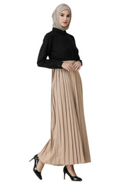 Black & Sand Pleated Skirt Abaya