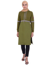 Green Colour Block Hoody Top