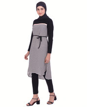White With Contrast Striper Print Midi
