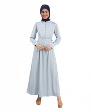 Blue Pearl Flared Satin Maxi Dress