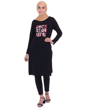 Black Print Jersey T-Shirt Dress