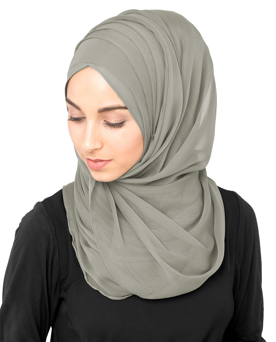 InEssence Poly Chiffon Silver Cloud Grey Scarf