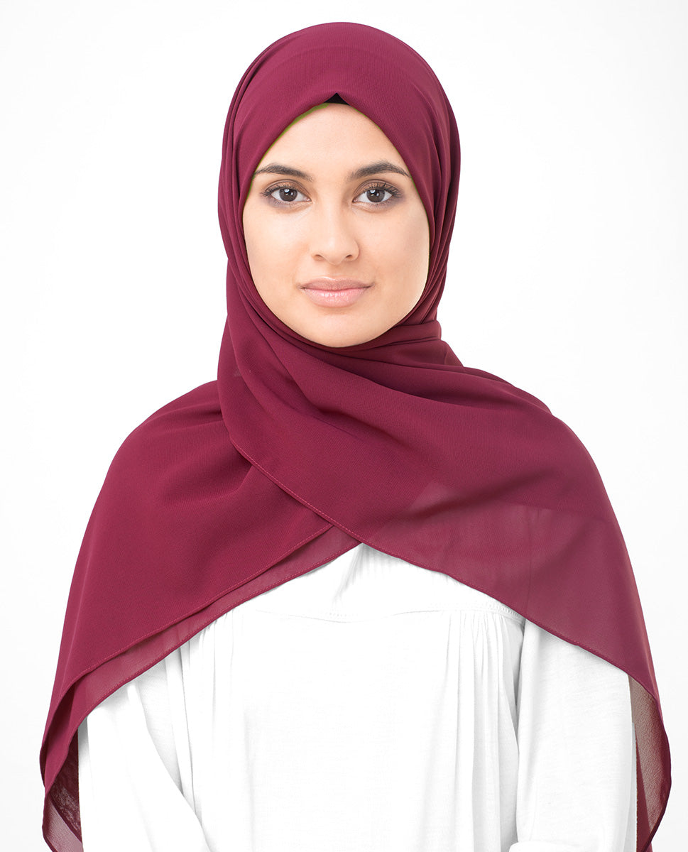 Tibetan Red Poly Georgette Scarf
