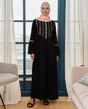 Midnight Bloom Flared Rayon Abaya