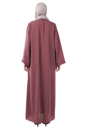 Purple Front Open Embellished Strip Abaya