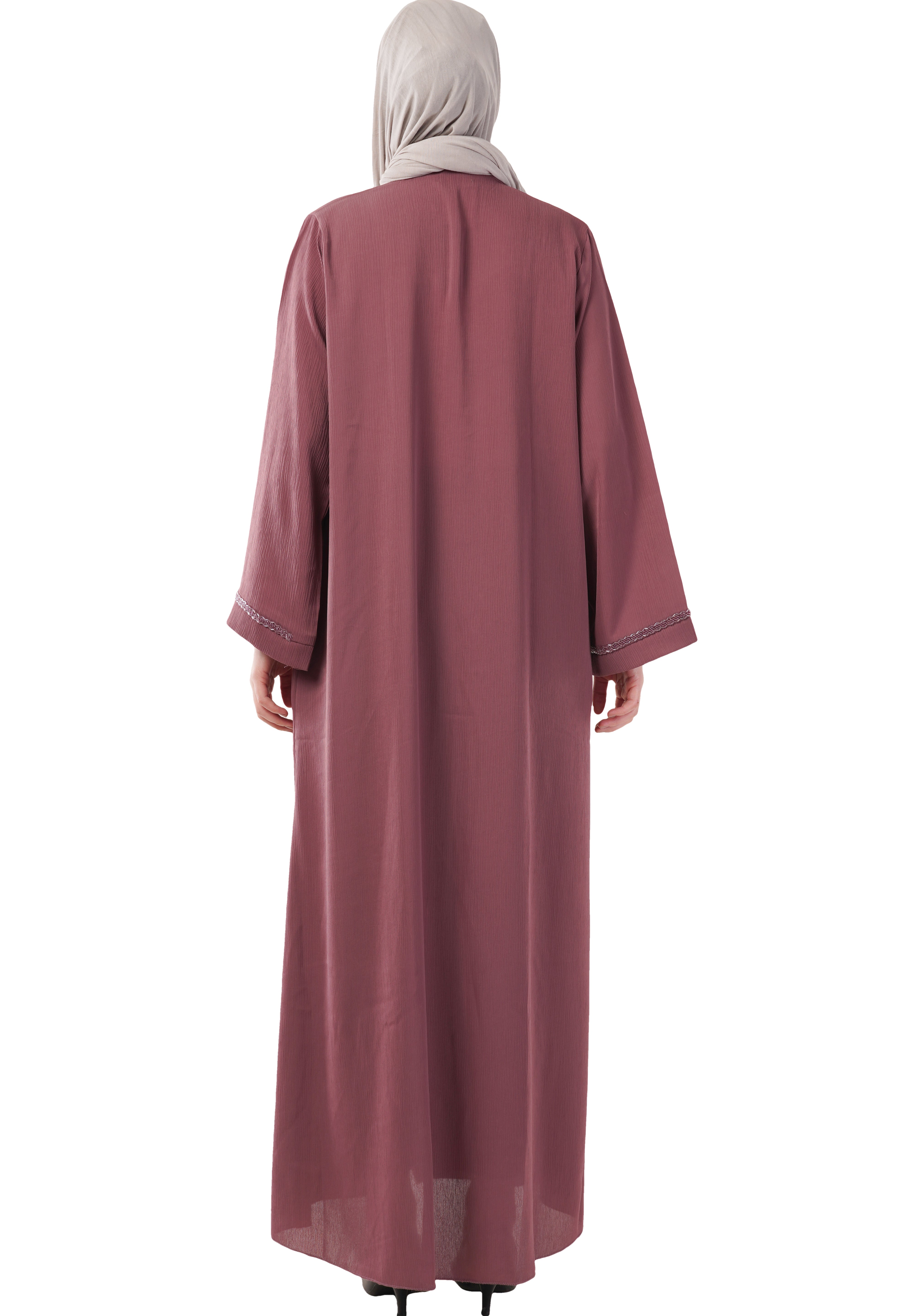 Purple Front Open Embellished Strip Abaya