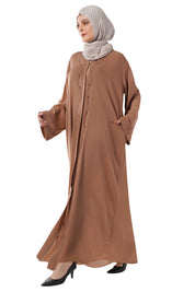 Brown Front Open Embellished Vine Abaya