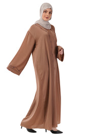Brown Front Open Embellished Vine Abaya