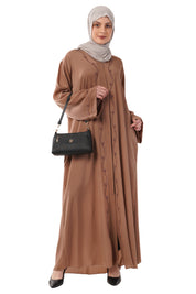 Brown Front Open Embellished Vine Abaya