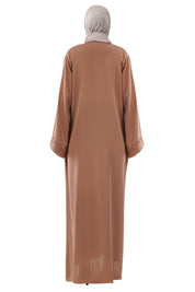 Brown Front Open Embellished Vine Abaya