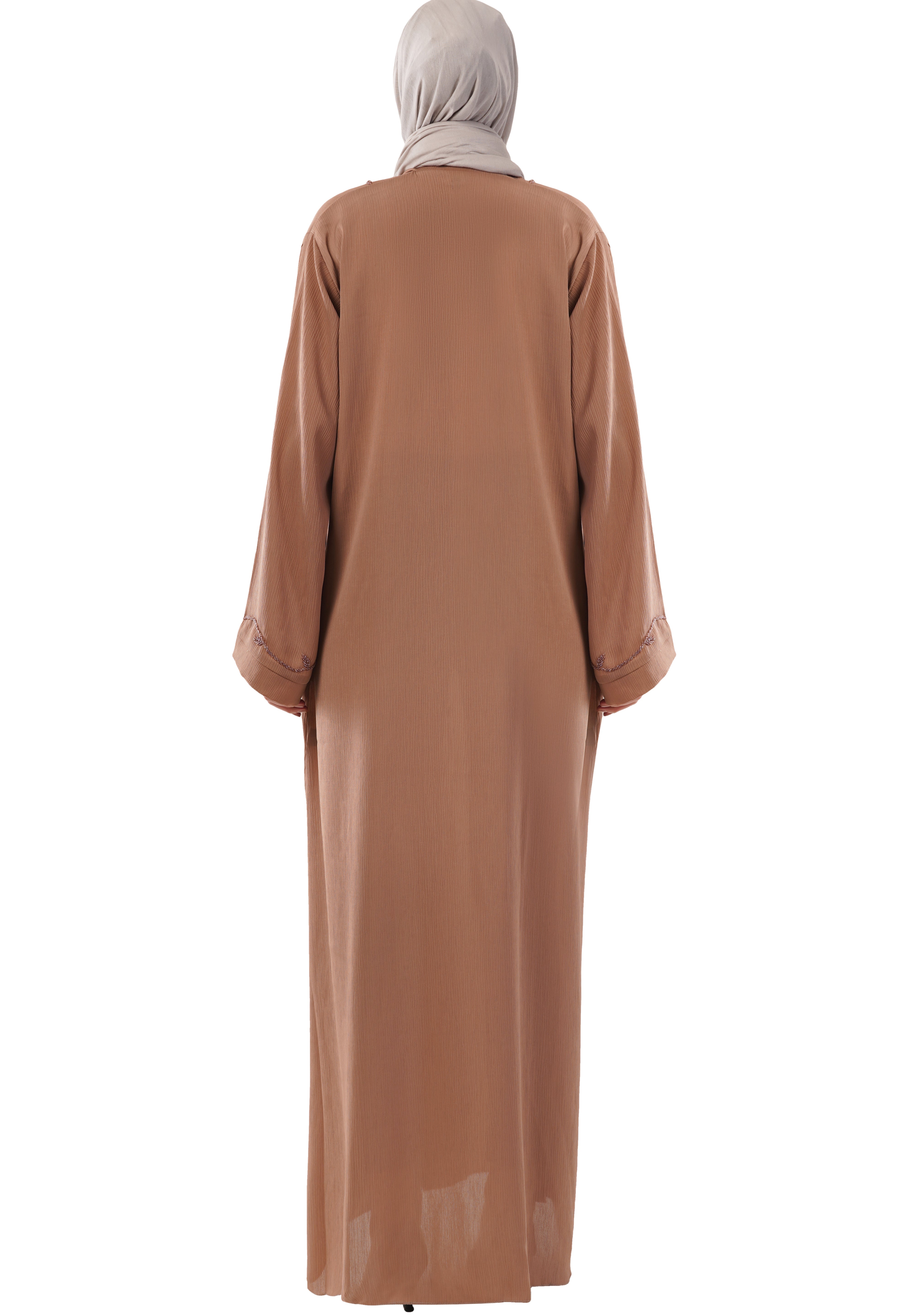 Brown Front Open Embellished Vine Abaya