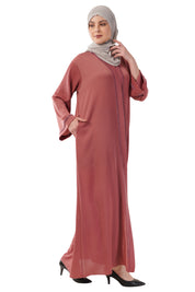Pink Front Open Embellished Strip Abaya