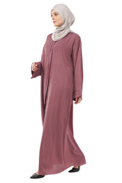 Purple Front Open Embellished Vine Abaya