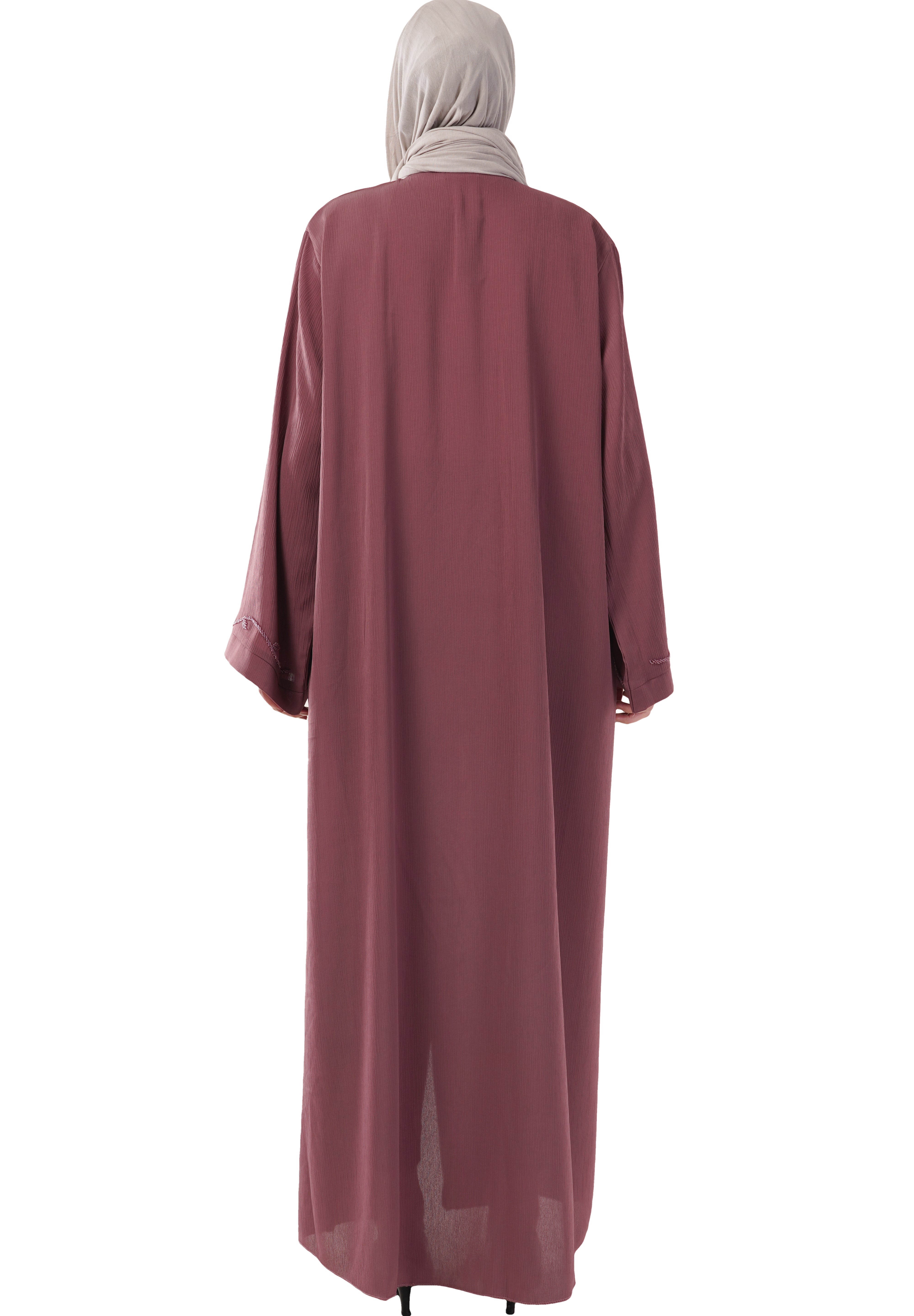Purple Front Open Embellished Vine Abaya