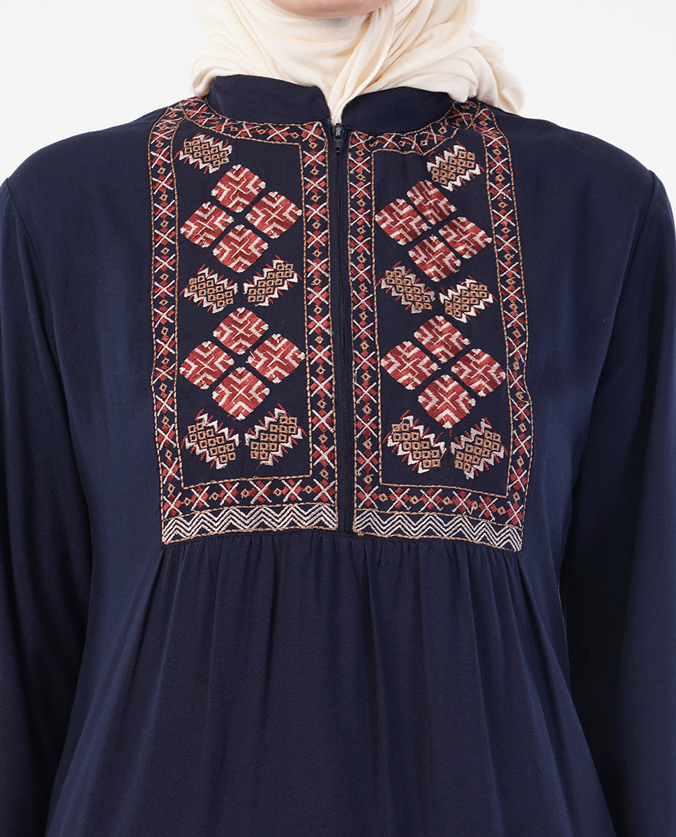 Fringes & Flare Embroidered Blue Top