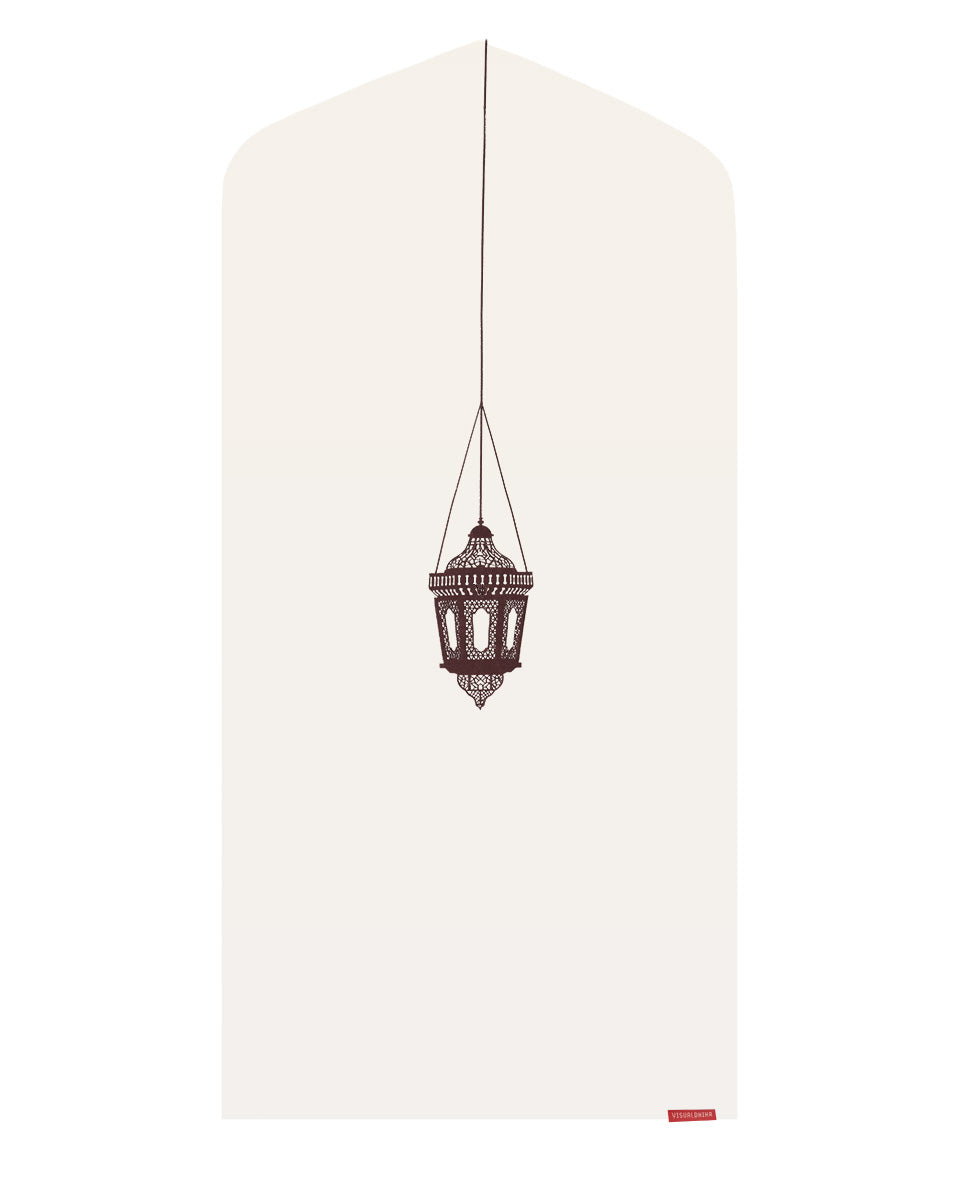Warm Grey Islamic lantern arch-shaped prayer mat rug
