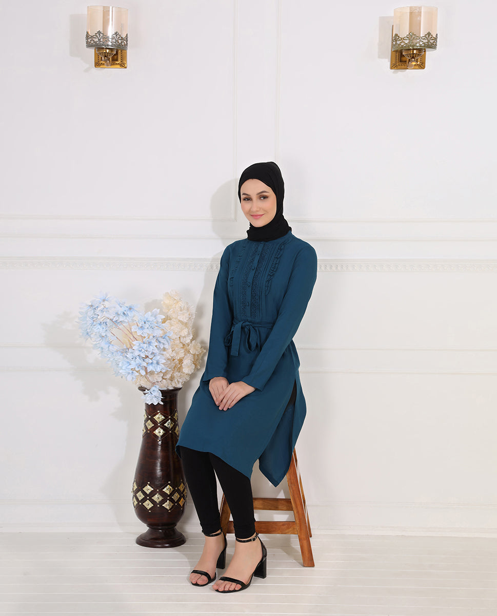 Belted Teal Top