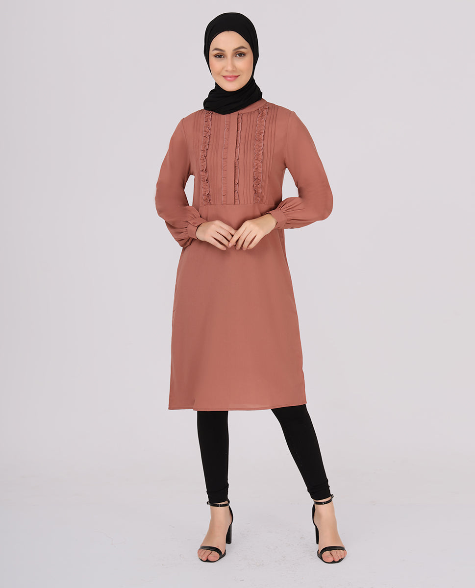 Terracotta Frilled Top