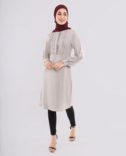 Pebble Grey Frilled Top