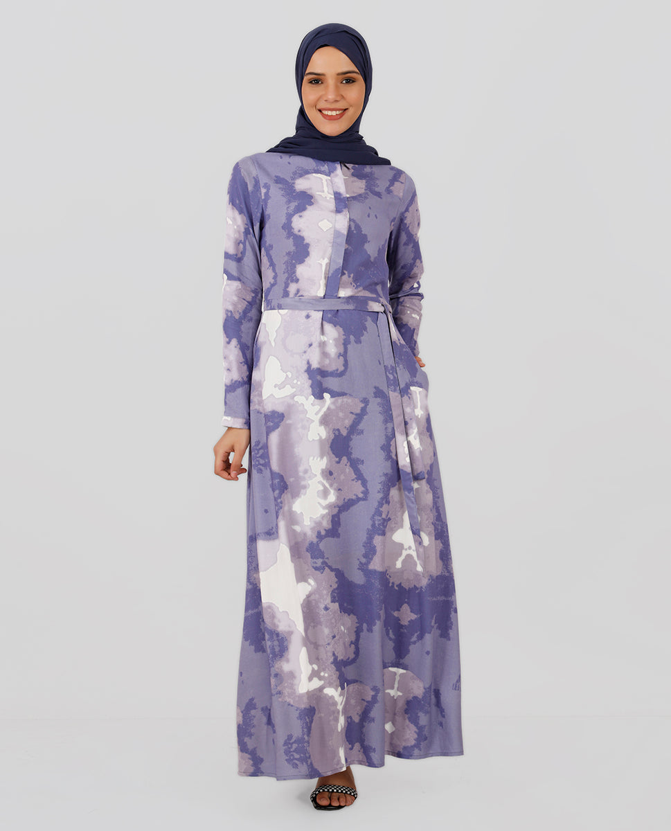 Lilac Blush Belted Abaya