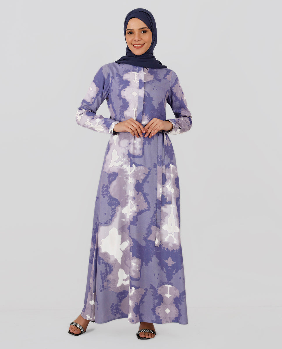 Lilac Blush Belted Abaya