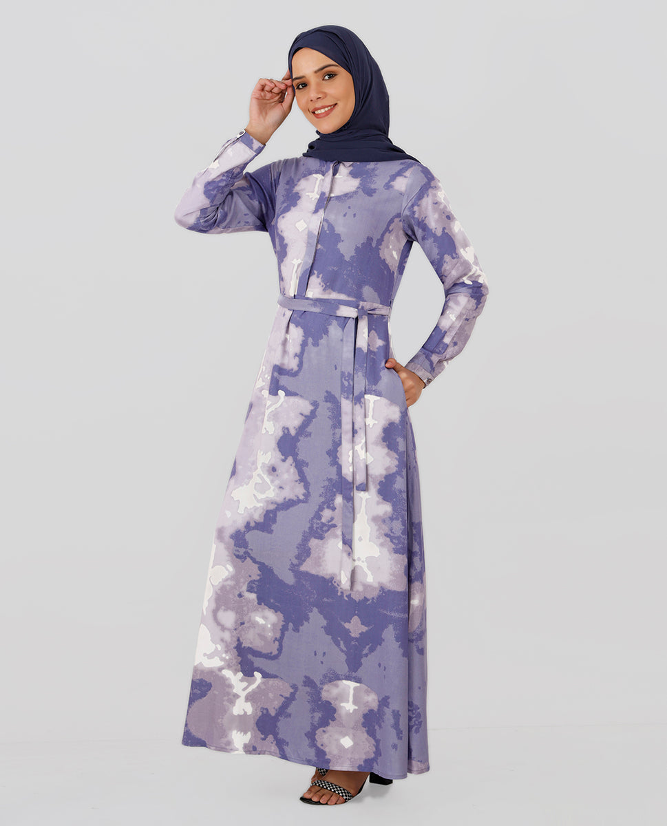 Lilac Blush Belted Abaya