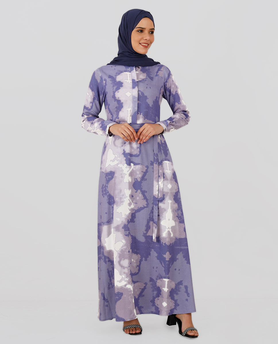 Lilac Blush Belted Abaya