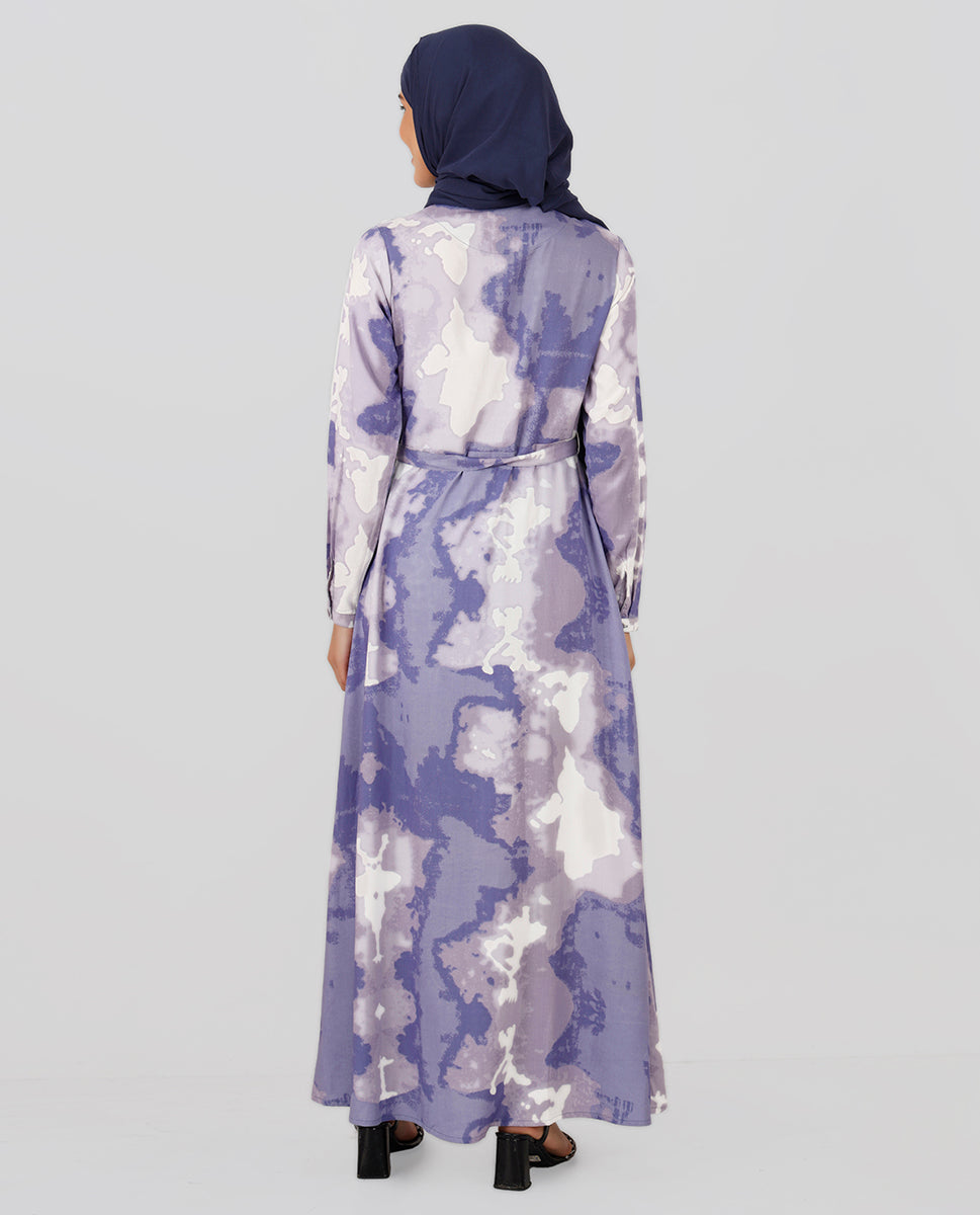 Lilac Blush Belted Abaya