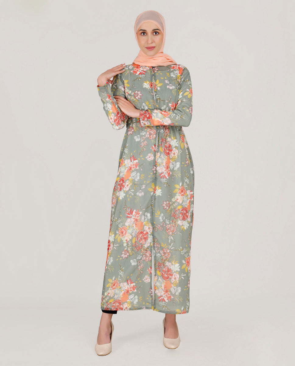 Floral Fiesta Lightweight Poly Chiffon Outerwear