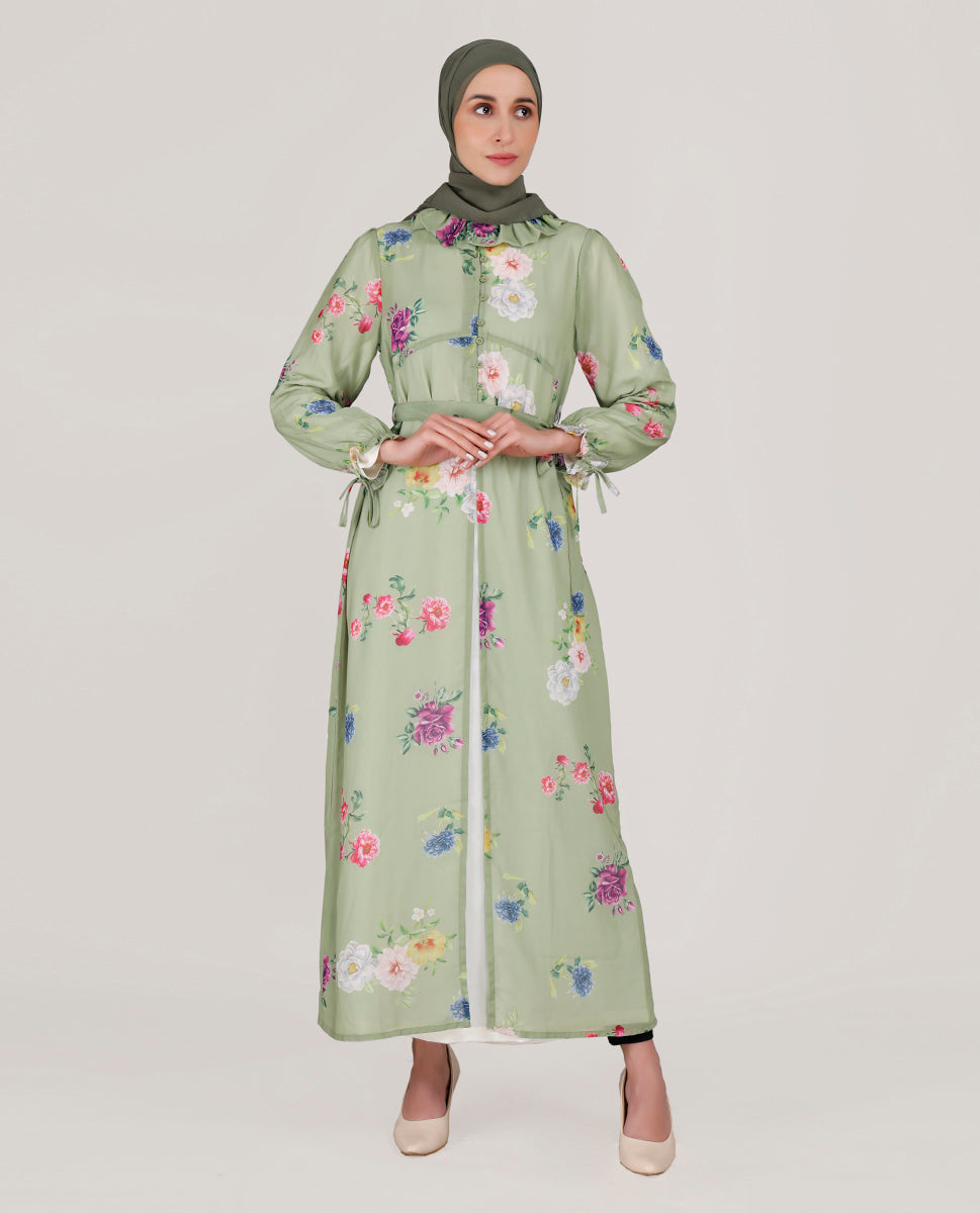 Touch Of Spring Ruffled Neck Outerwear