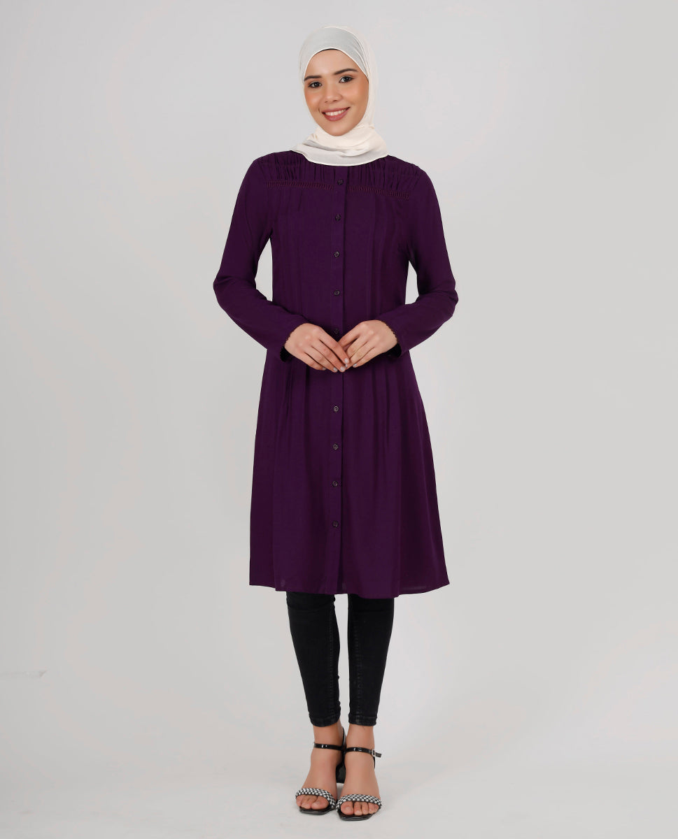 Purple Love Ladder Lace Shirt Top