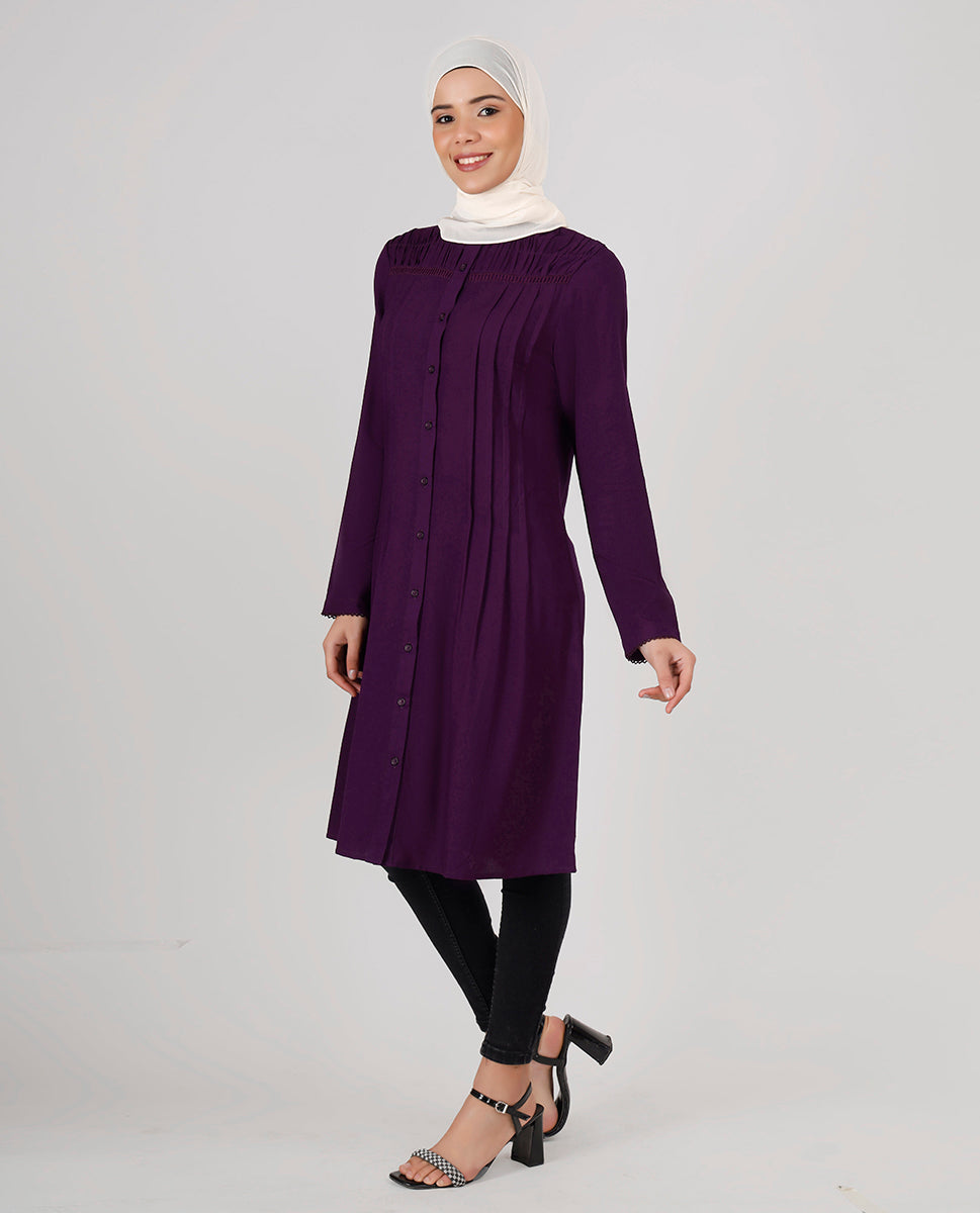 Purple Love Ladder Lace Shirt Top