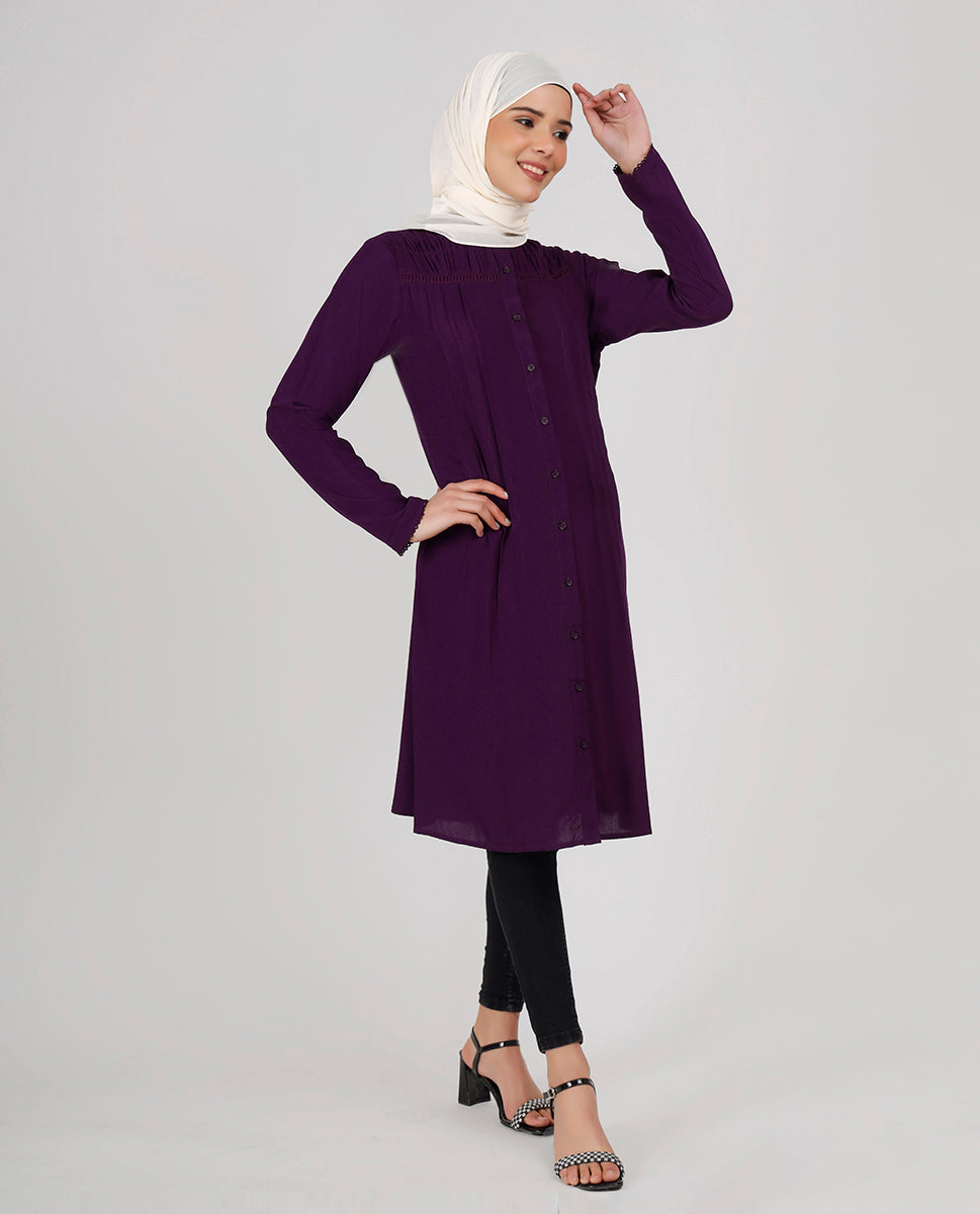 Purple Love Ladder Lace Shirt Top