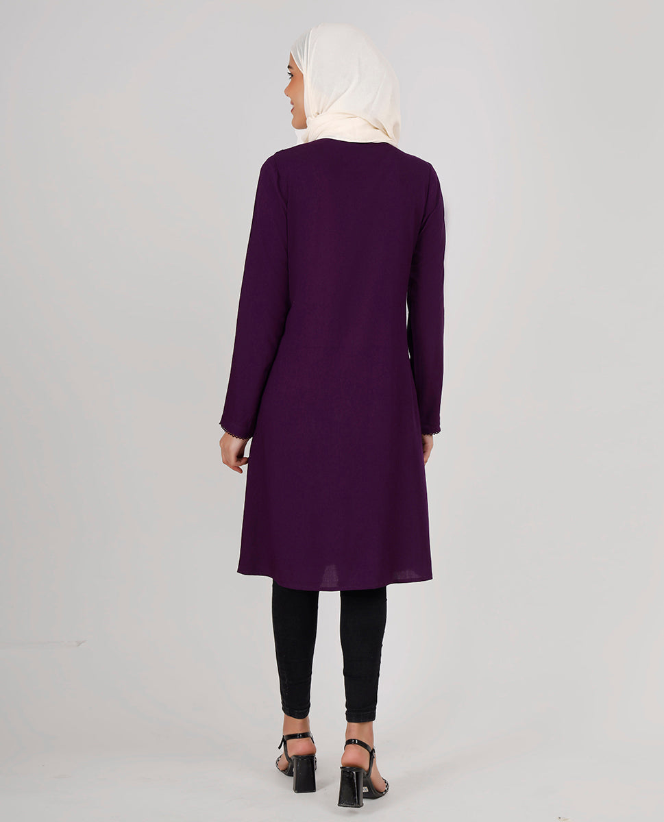Purple Love Ladder Lace Shirt Top