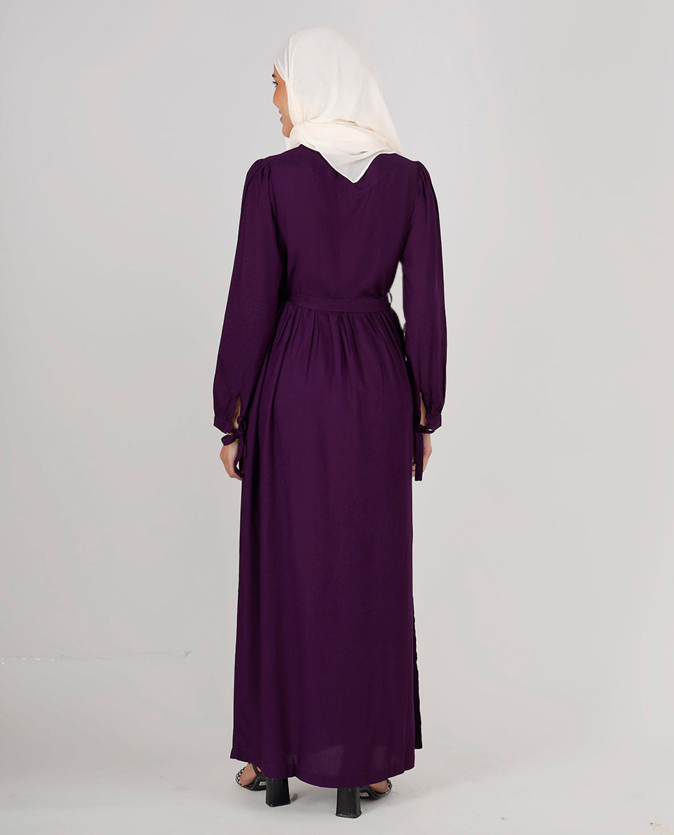 Vivacious Violet Belted Abaya