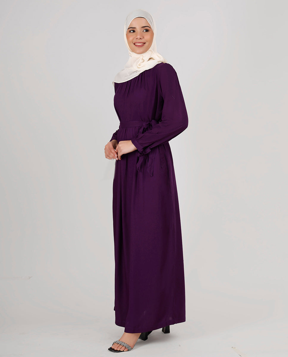 Vivacious Violet Belted Abaya
